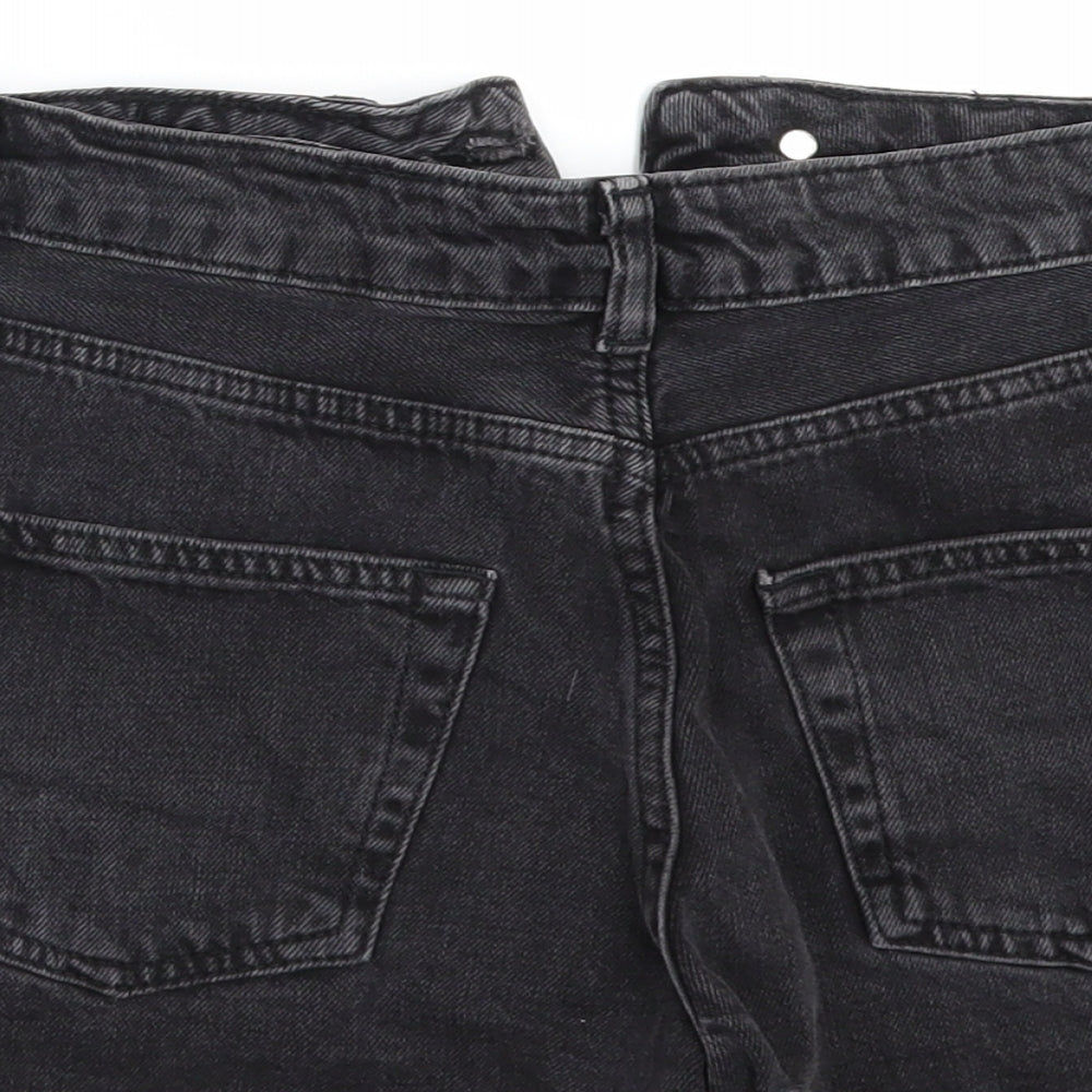 Topshop Womens Black  Denim Hot Pants Shorts Size 8