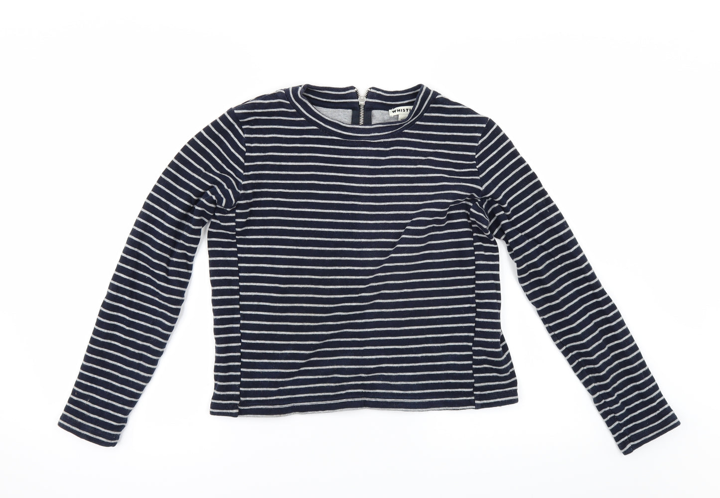 Whistles Womens Blue Striped  Pullover Sweatshirt Size M