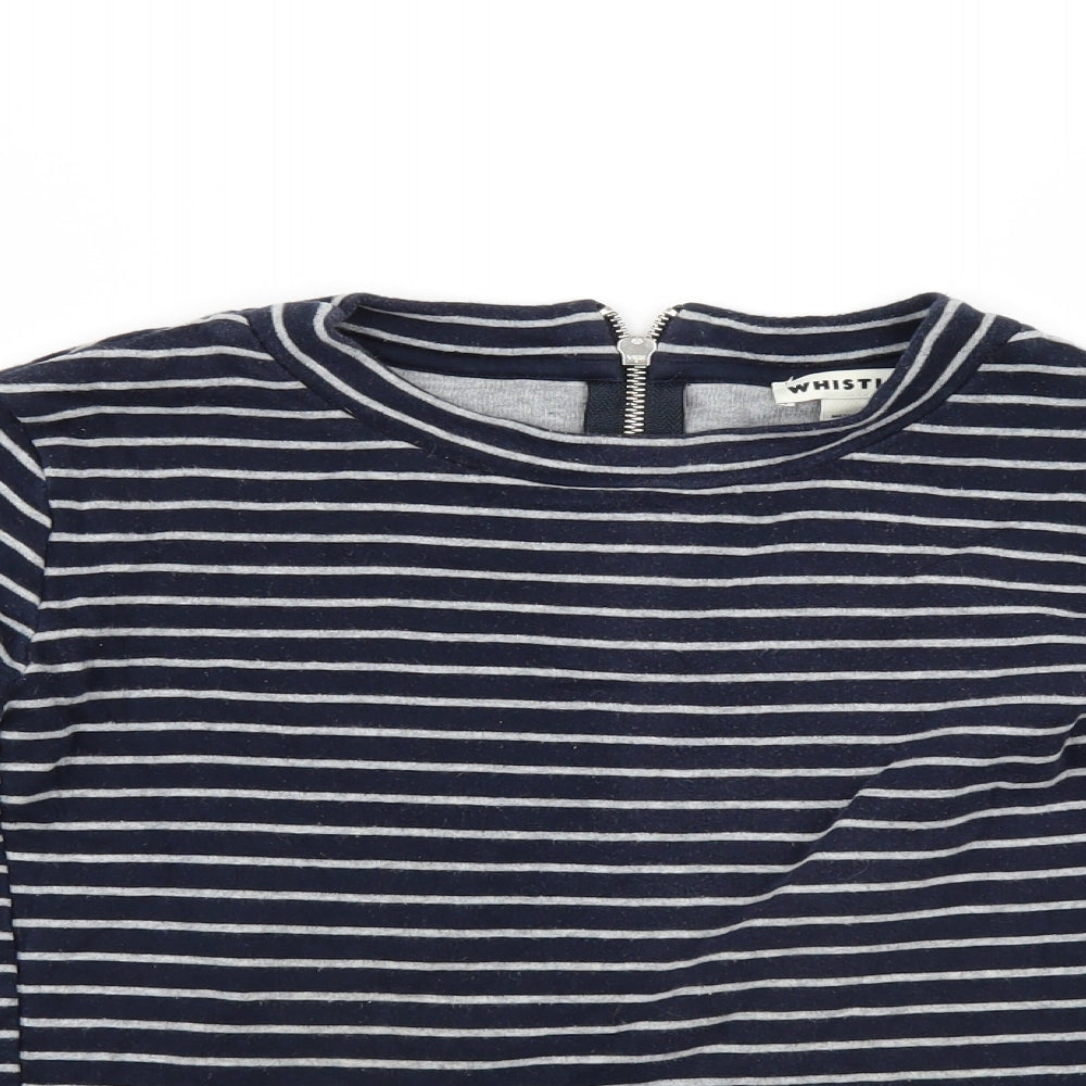 Whistles Womens Blue Striped  Pullover Sweatshirt Size M