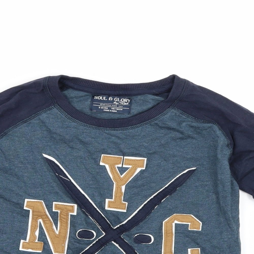 SOUL & GLORY Boys Blue   Basic T-Shirt Size 5-6 Years