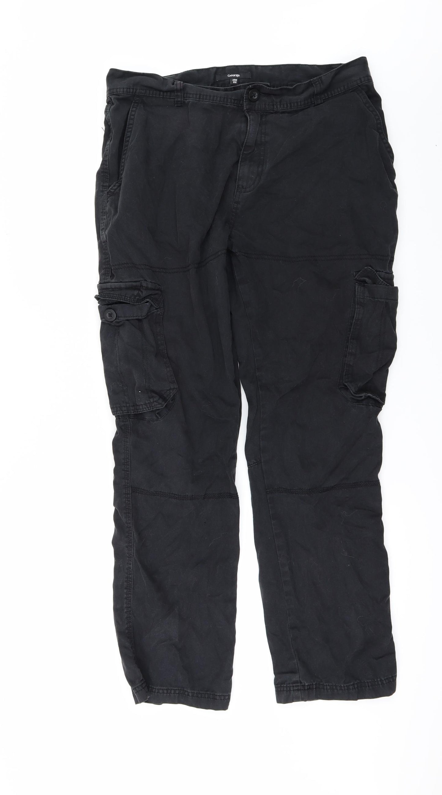 George Mens Black  Denim Straight Jeans Size 34 in L29 in