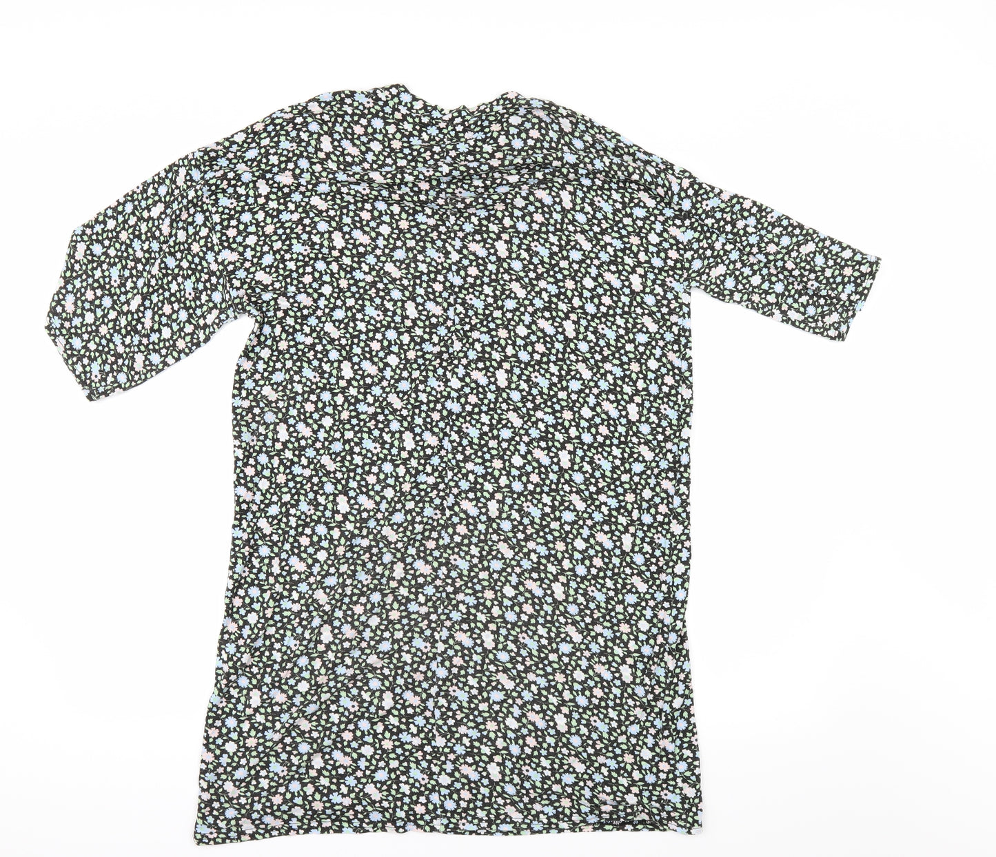 PRETTYLITTLETHING Womens Black Floral  Basic T-Shirt Size 8