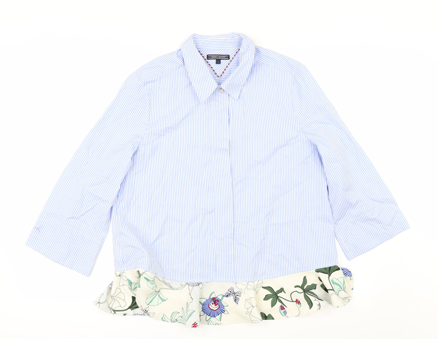 Tommy Hilfiger Womens Blue Striped  Tunic Button-Up Size 8