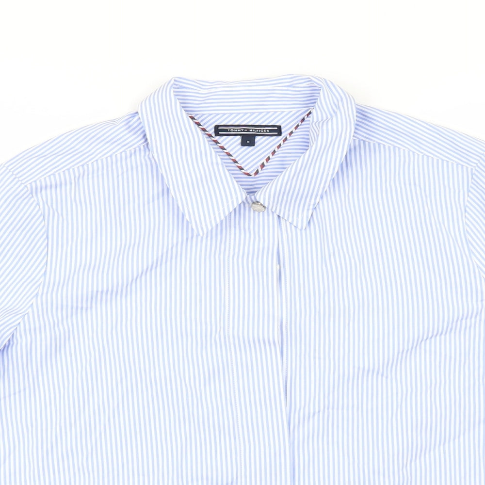 Tommy Hilfiger Womens Blue Striped  Tunic Button-Up Size 8
