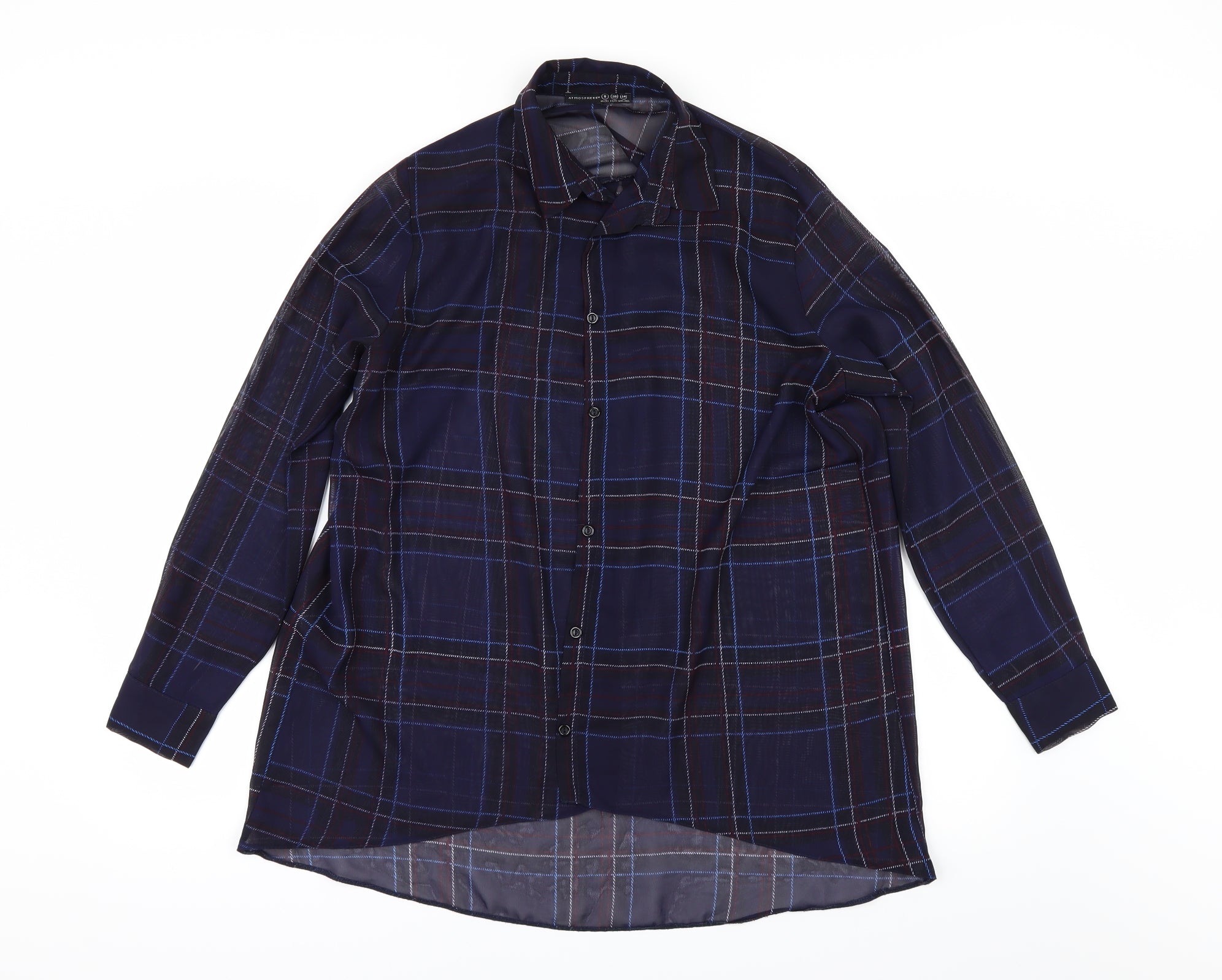 Primark Womens Blue Check Tunic Button-Up Size 8 β Preworn