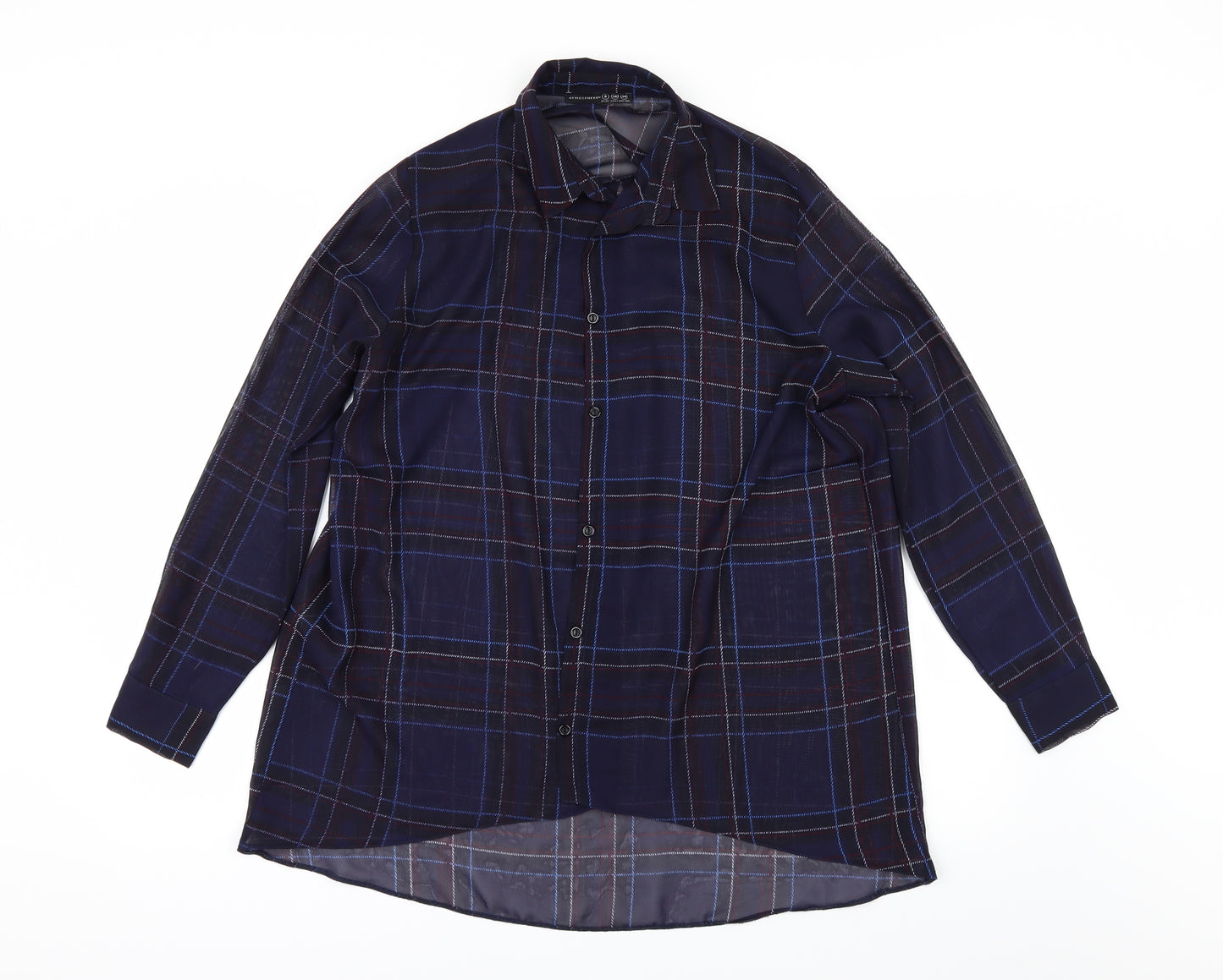 Primark Womens Blue Check  Tunic Button-Up Size 8