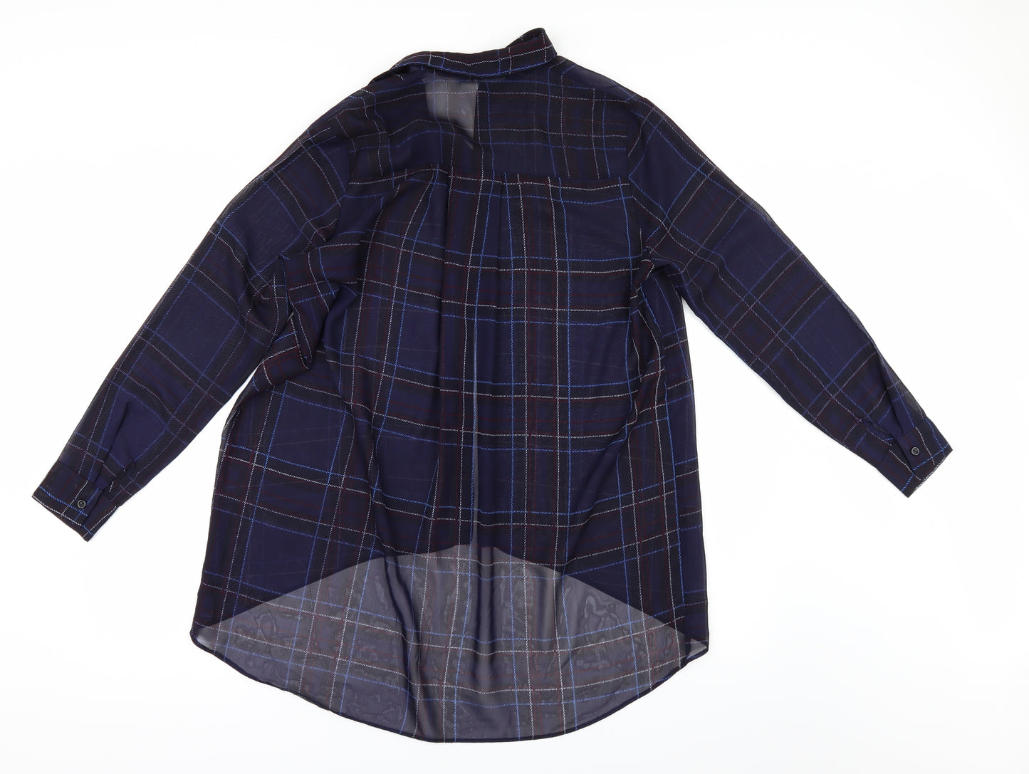 Primark Womens Blue Check  Tunic Button-Up Size 8