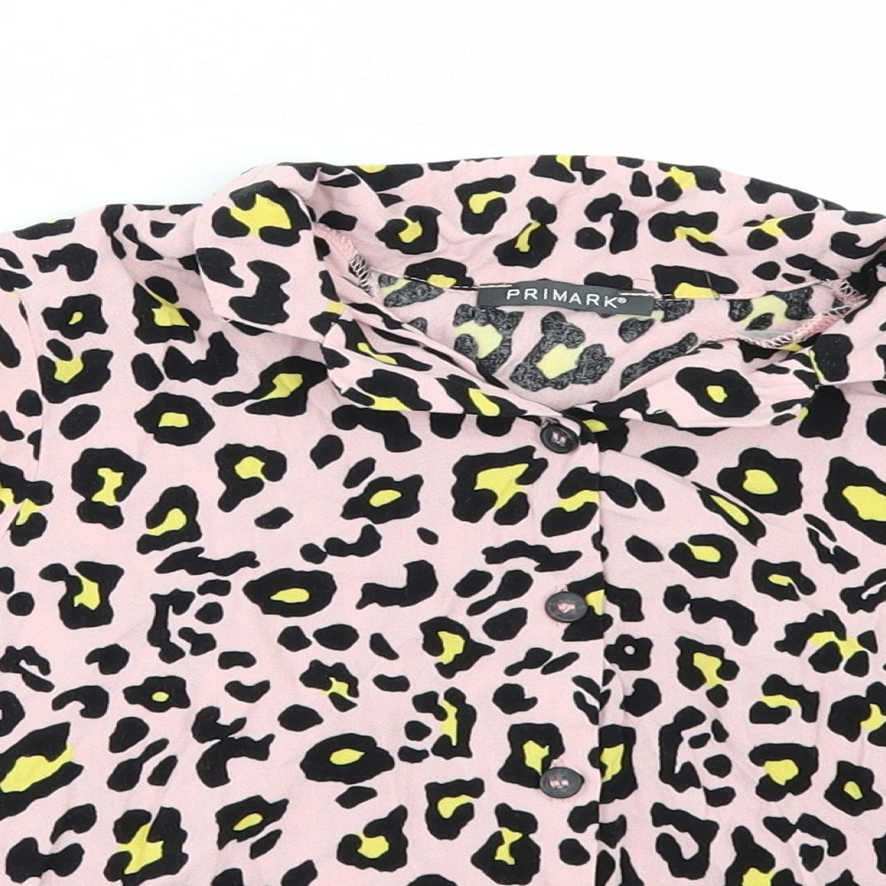 Primark Girls Pink Animal Print  Basic Button-Up Size 9-10 Years