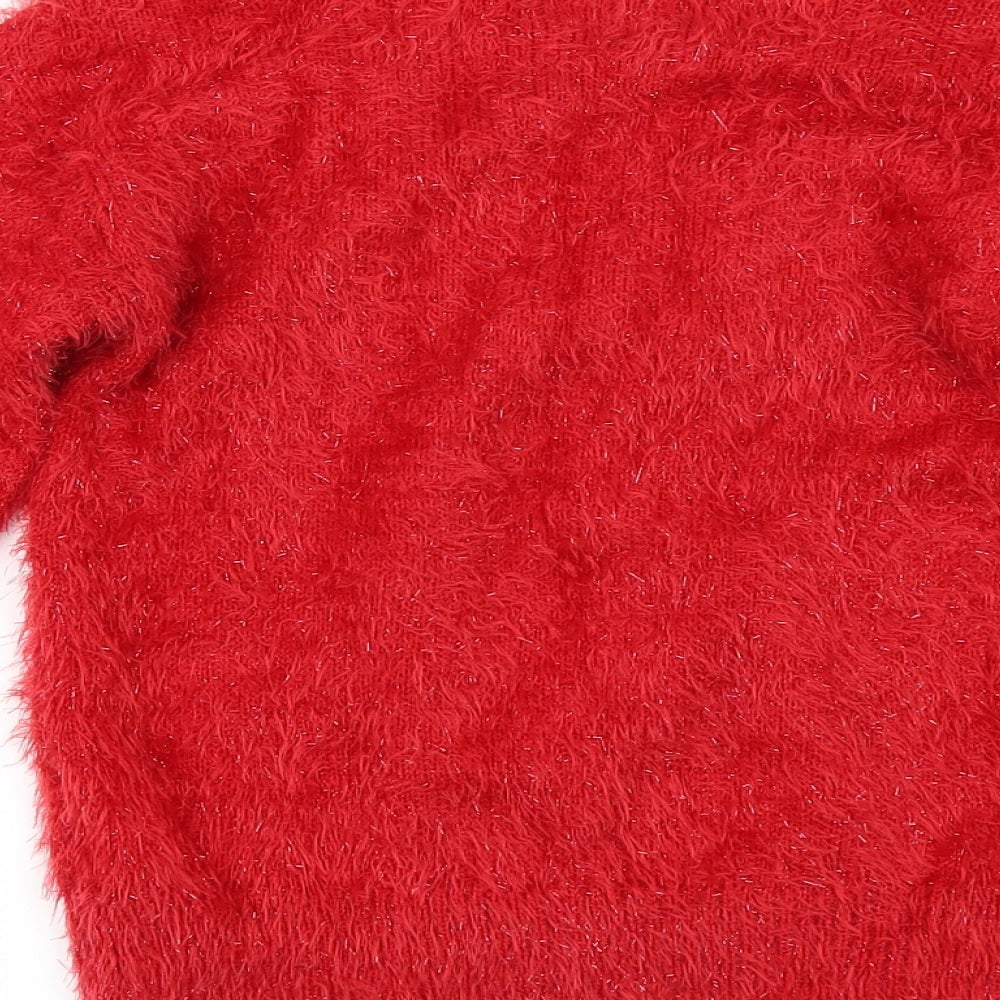 F&F Girls Red   Pullover Jumper Size 7-8 Years  - CHRISMTAS