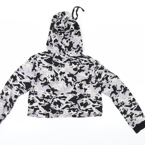 Select Womens Grey Camouflage  Pullover Hoodie Size 10  - cropped hoodie