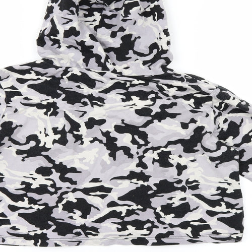 Select Womens Grey Camouflage  Pullover Hoodie Size 10  - cropped hoodie