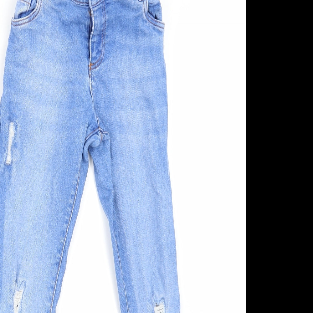 F&F Girls Blue  Denim Skinny Jeans Size 7-8 Years - Distressed