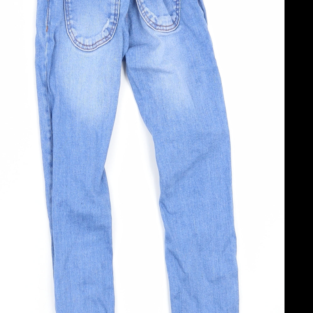 F&F Girls Blue  Denim Skinny Jeans Size 7-8 Years - Distressed