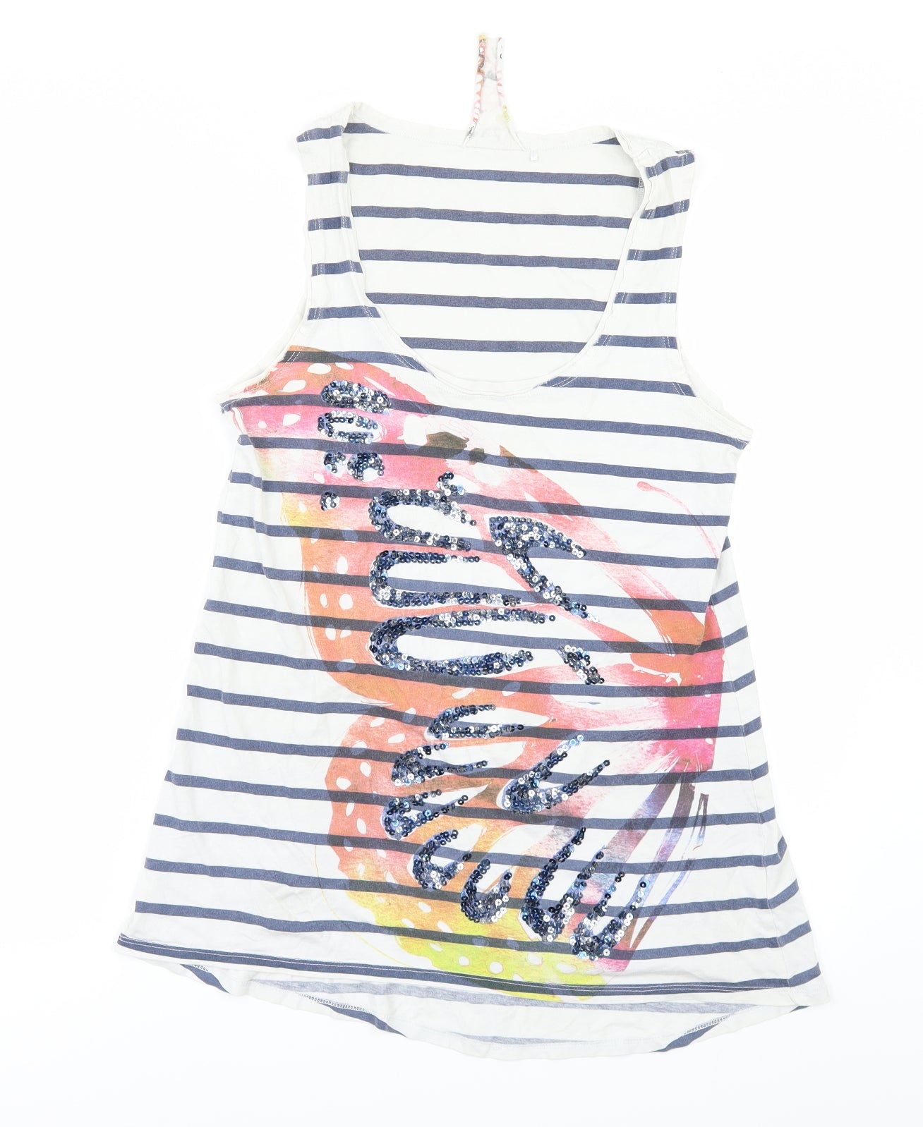 NEXT Womens White Striped  Basic T-Shirt Size 12