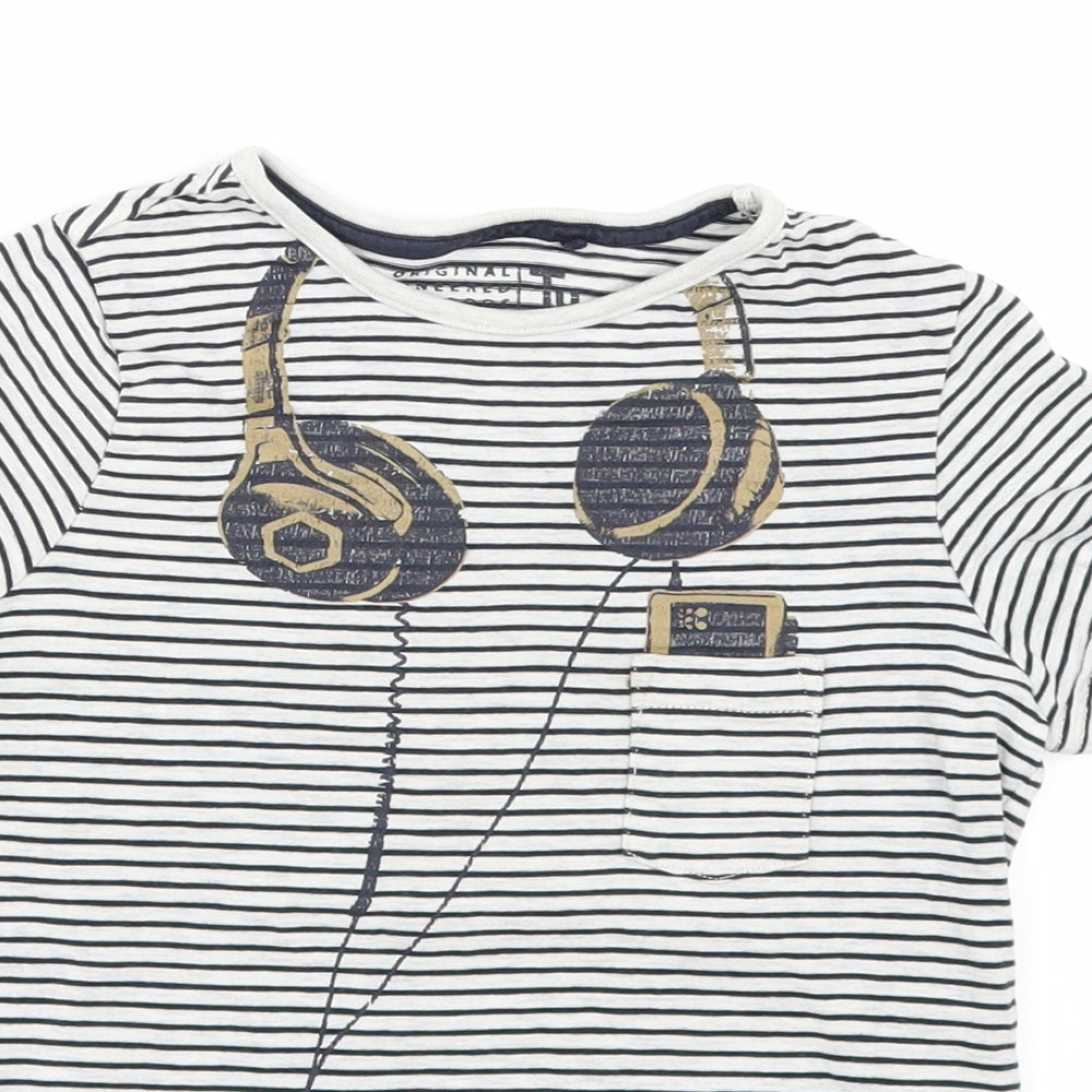 TU Boys Grey Striped  Basic T-Shirt Size 5 Years