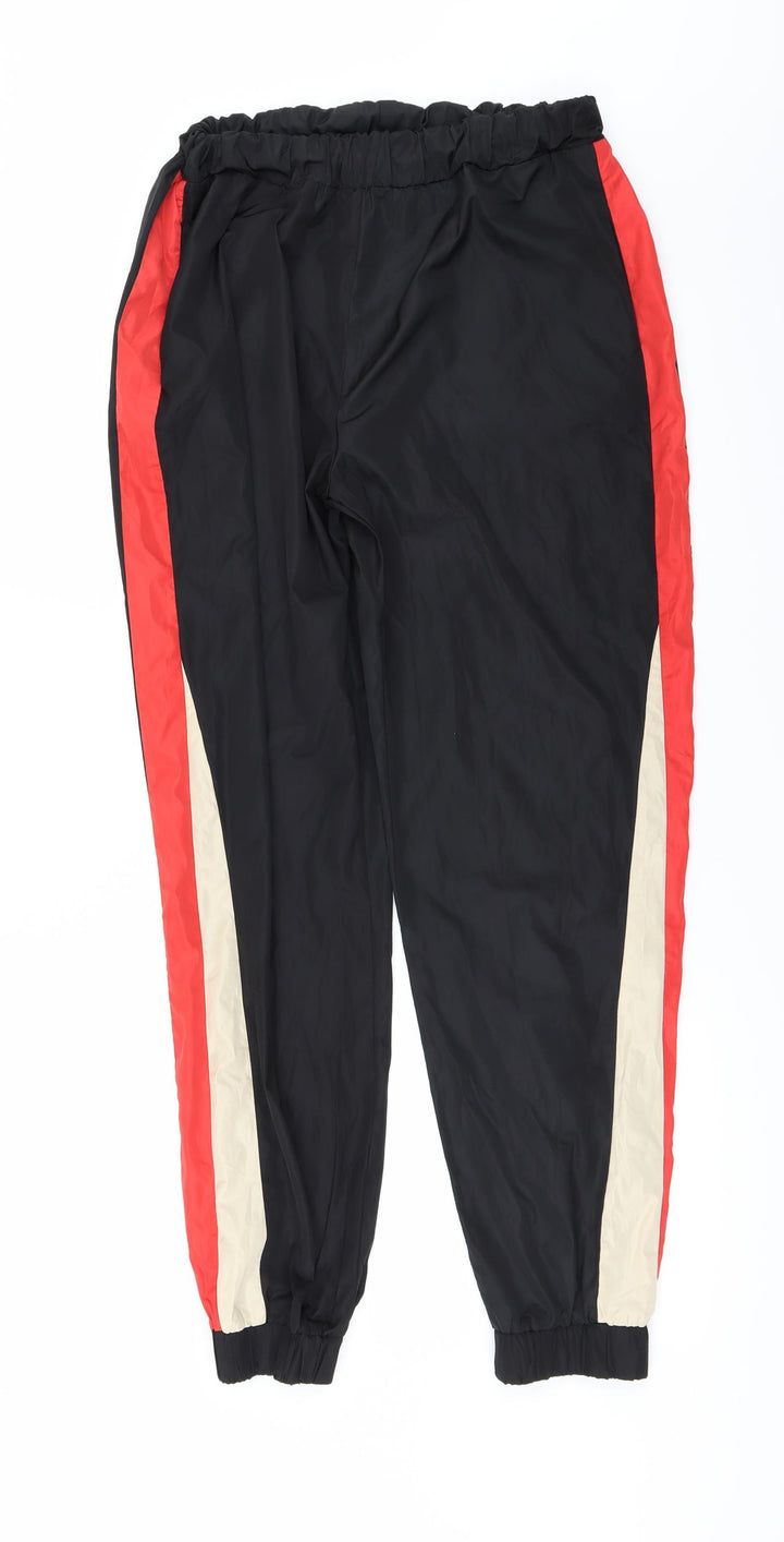 PRETTYLITTLETHING Womens Black   Windbreaker Trousers Size 10 L29 in