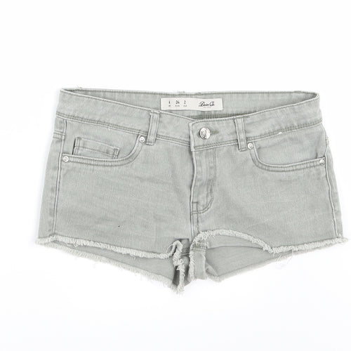 Denim & Co. Womens Green  Denim Cut-Off Shorts Size 6