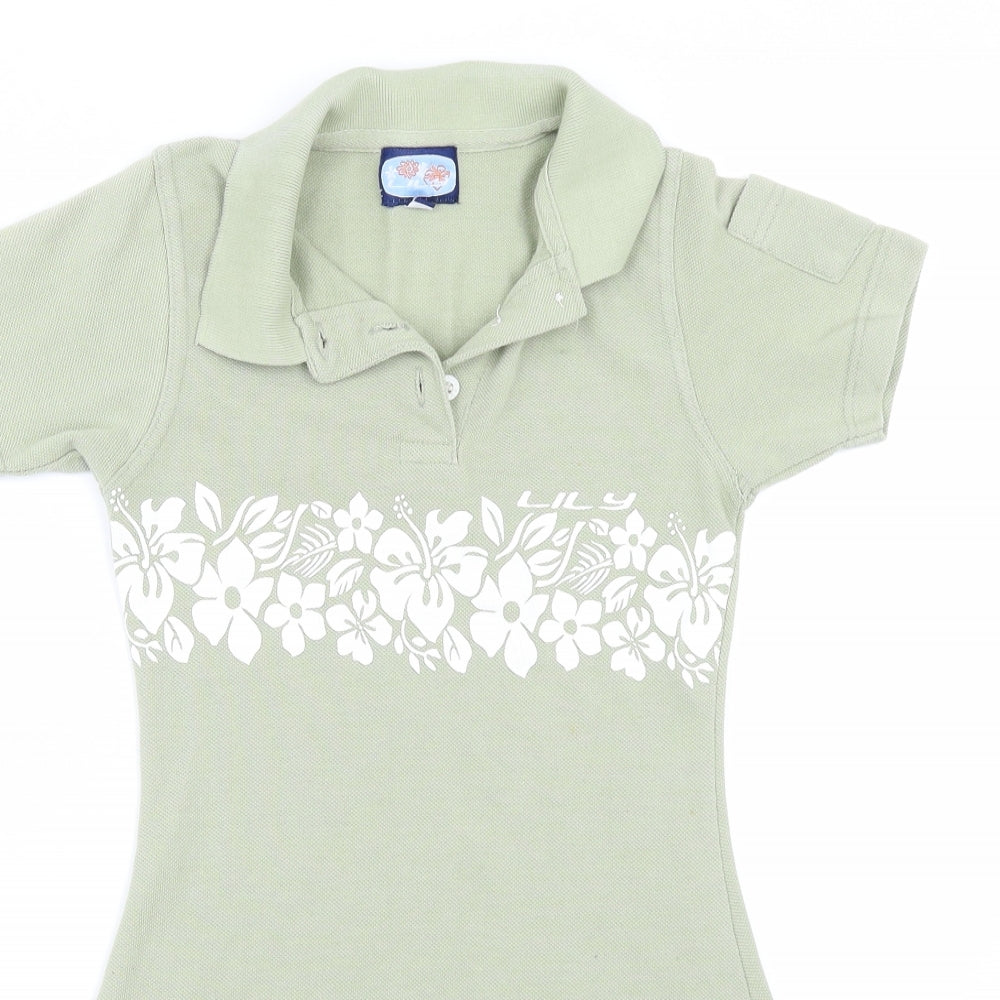 Lilly Girls Green Floral  T-Shirt Dress  Size 3-4 Years