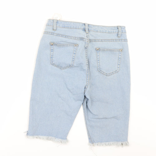 PRETTYLITTLETHING Womens Blue  Denim Cut-Off Shorts Size 10