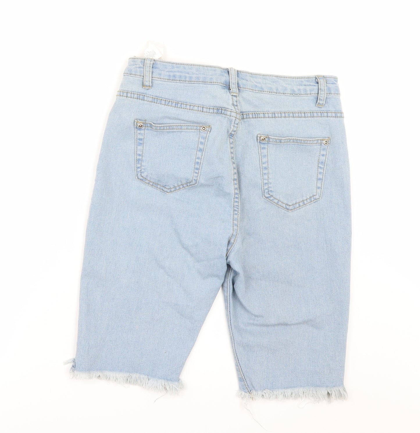 PRETTYLITTLETHING Womens Blue  Denim Cut-Off Shorts Size 10