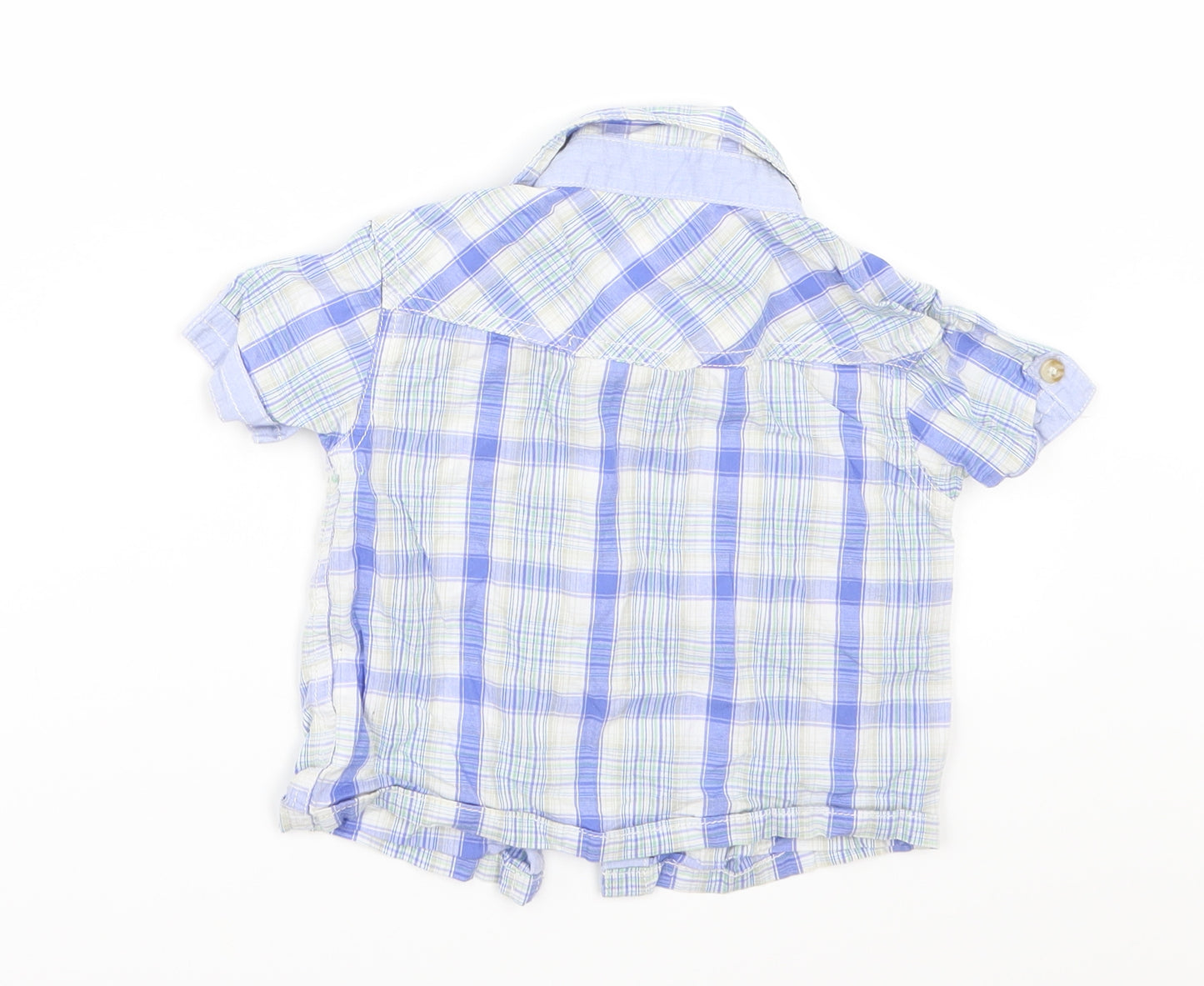 Cherokee Baby Blue Check  Basic Button-Up Size 12-18 Months