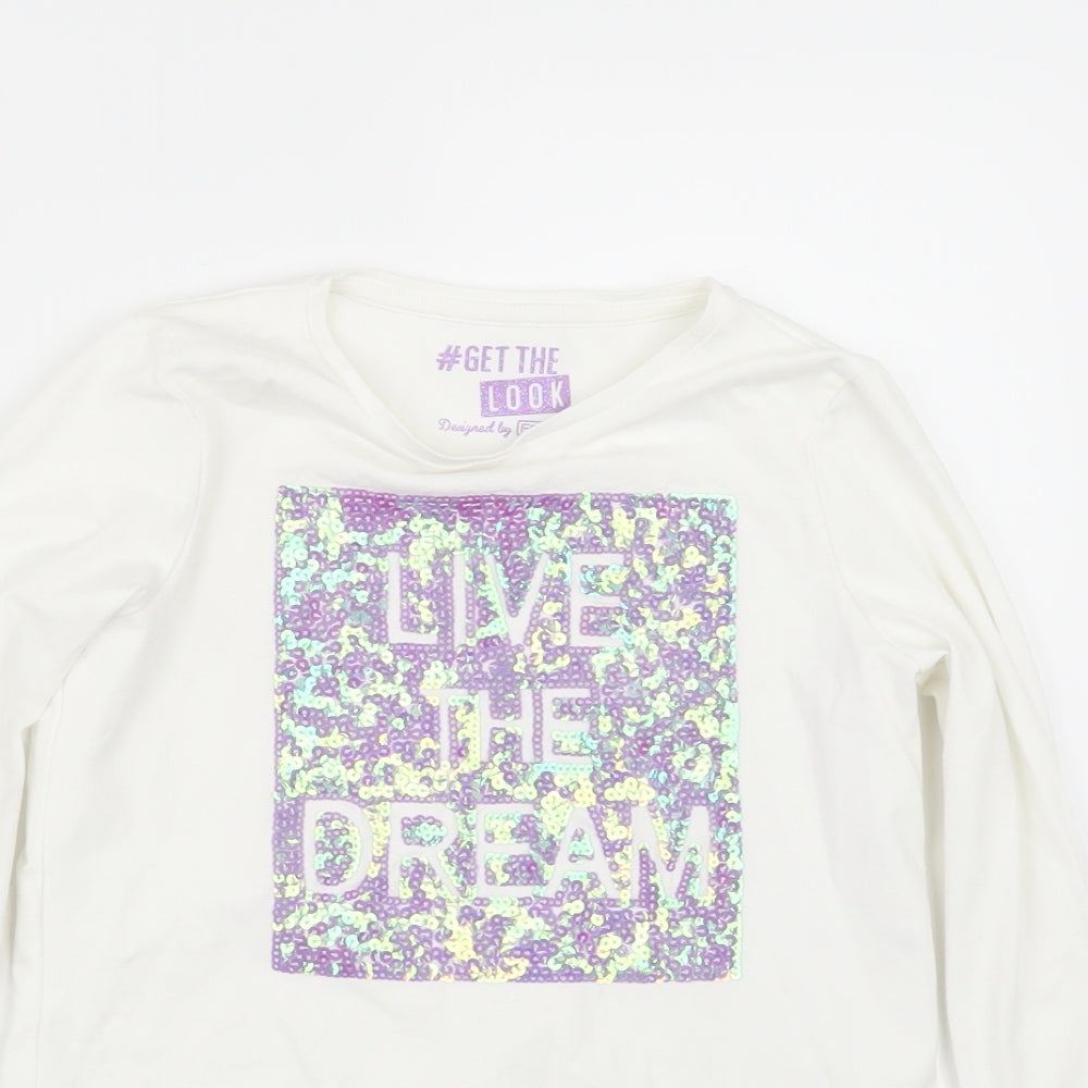 F&F Girls White   Basic T-Shirt Size 8-9 Years