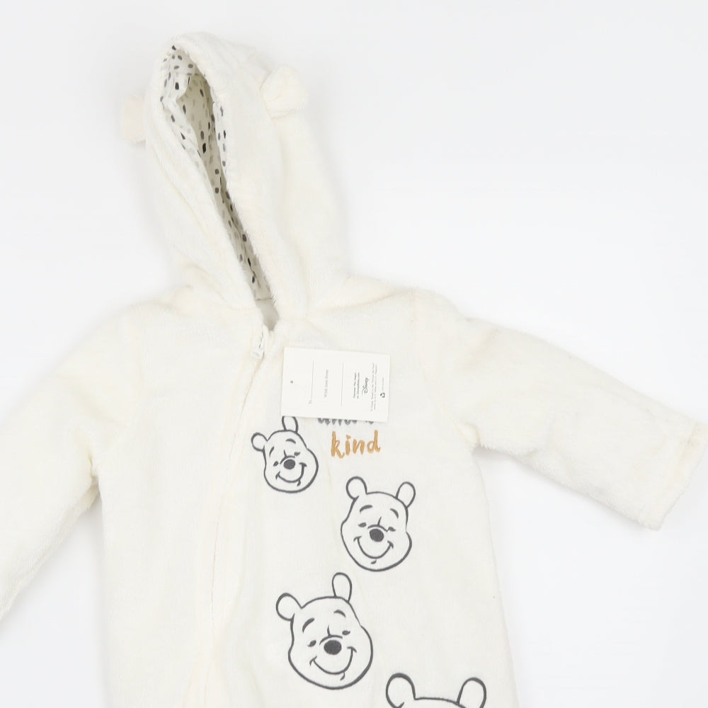 Nutmeg Baby White   Jacket Snowsuit Size 3-6 Months  - Winnie the Pooh