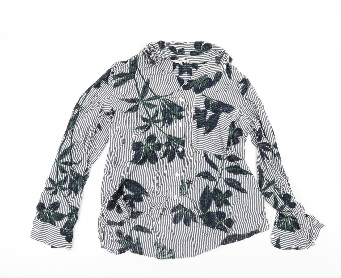 NEXT Womens White Striped  Tunic Button-Up Size 14