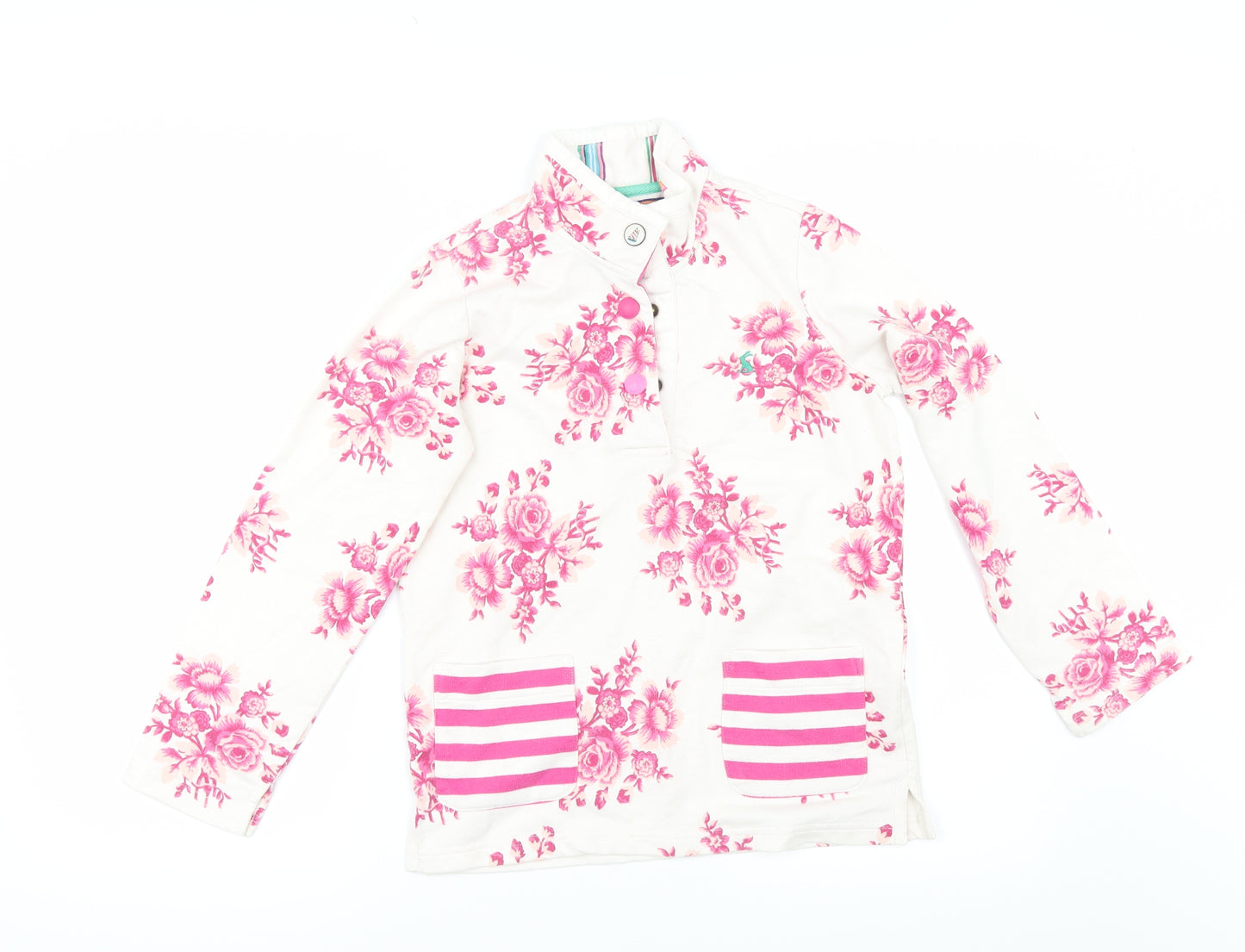 Joules Girls White Floral  Pullover Sweatshirt Size 9-10 Years