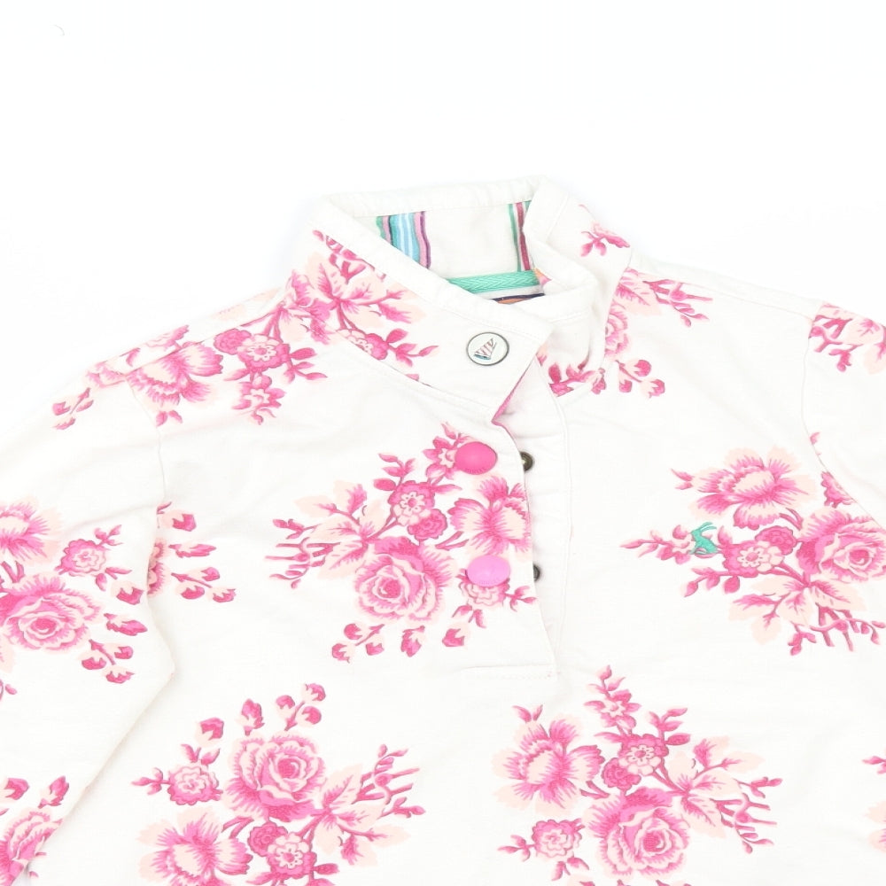 Joules Girls White Floral  Pullover Sweatshirt Size 9-10 Years