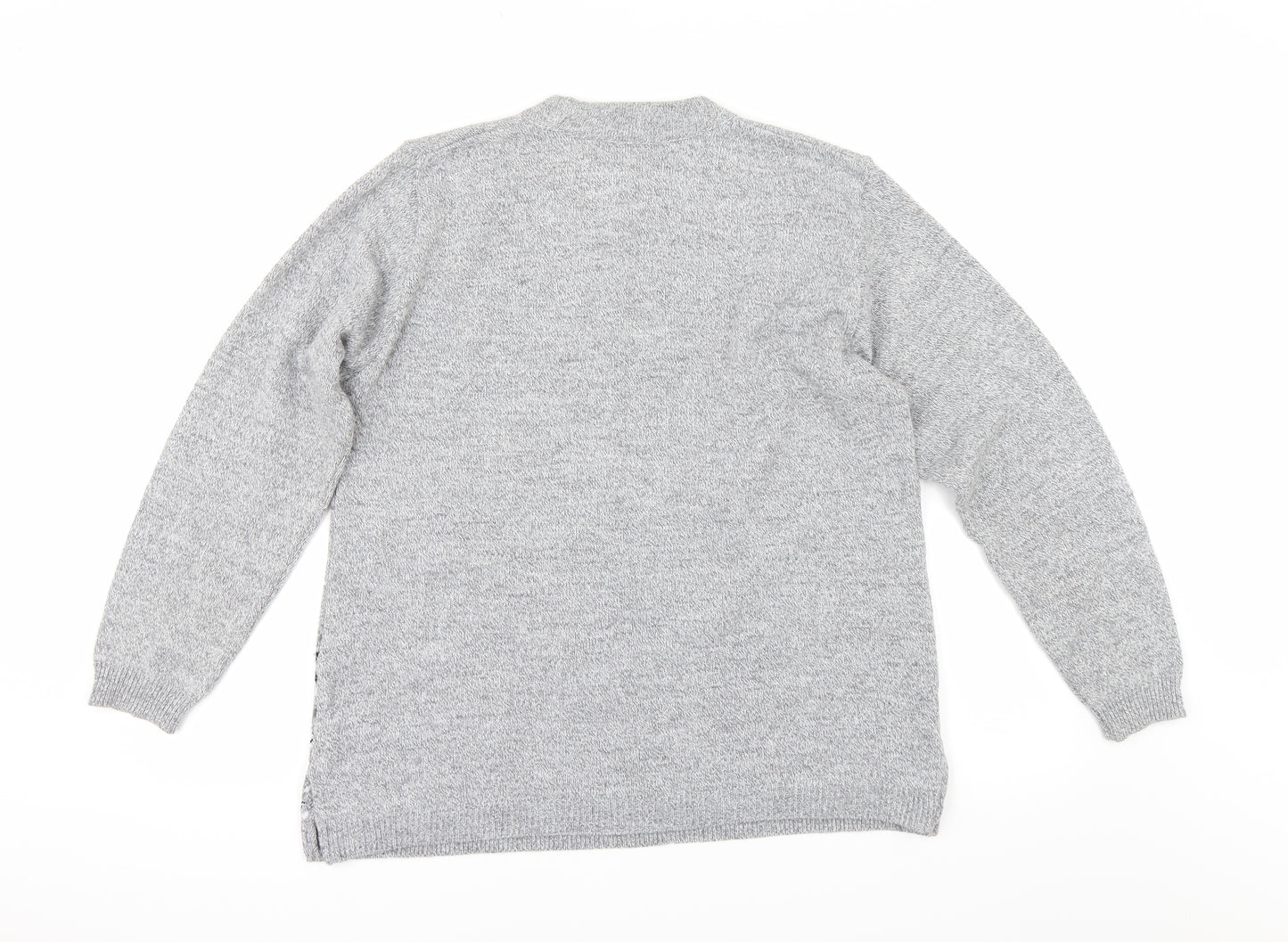 Envy Womens Grey Floral  Pullover Jumper Size XL