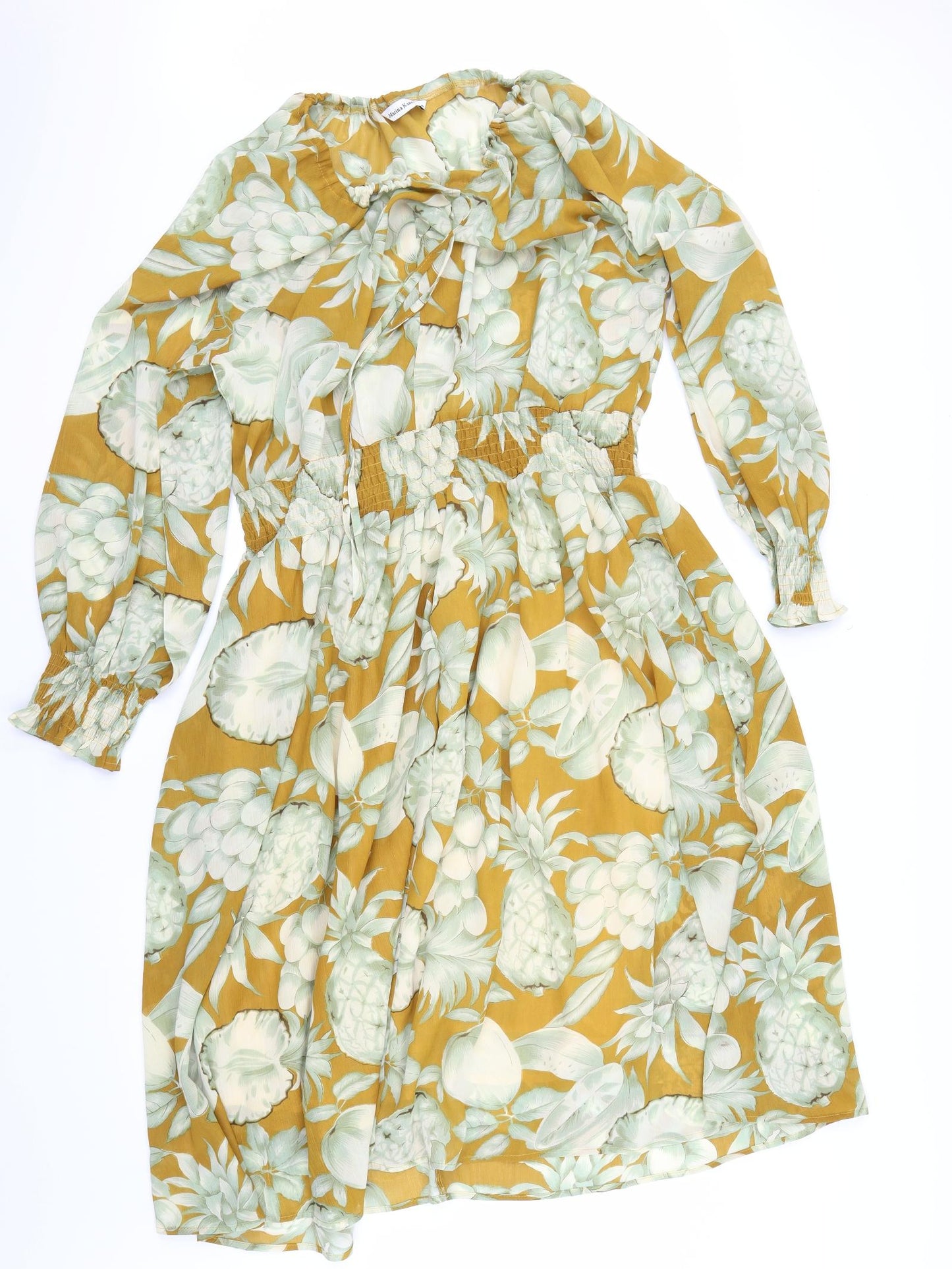 Maria Kaveva Womens Yellow Floral  A-Line  Size 18