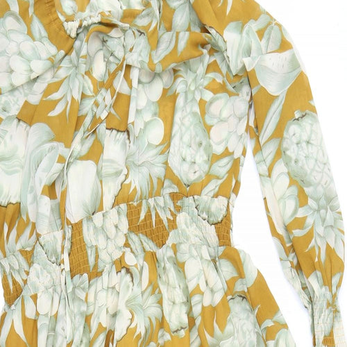 Maria Kaveva Womens Yellow Floral  A-Line  Size 18