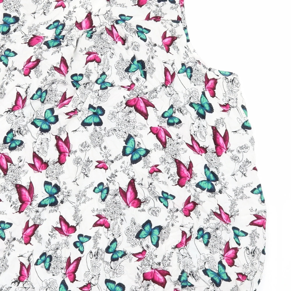 TU Womens White Floral  Tunic Blouse Size 18