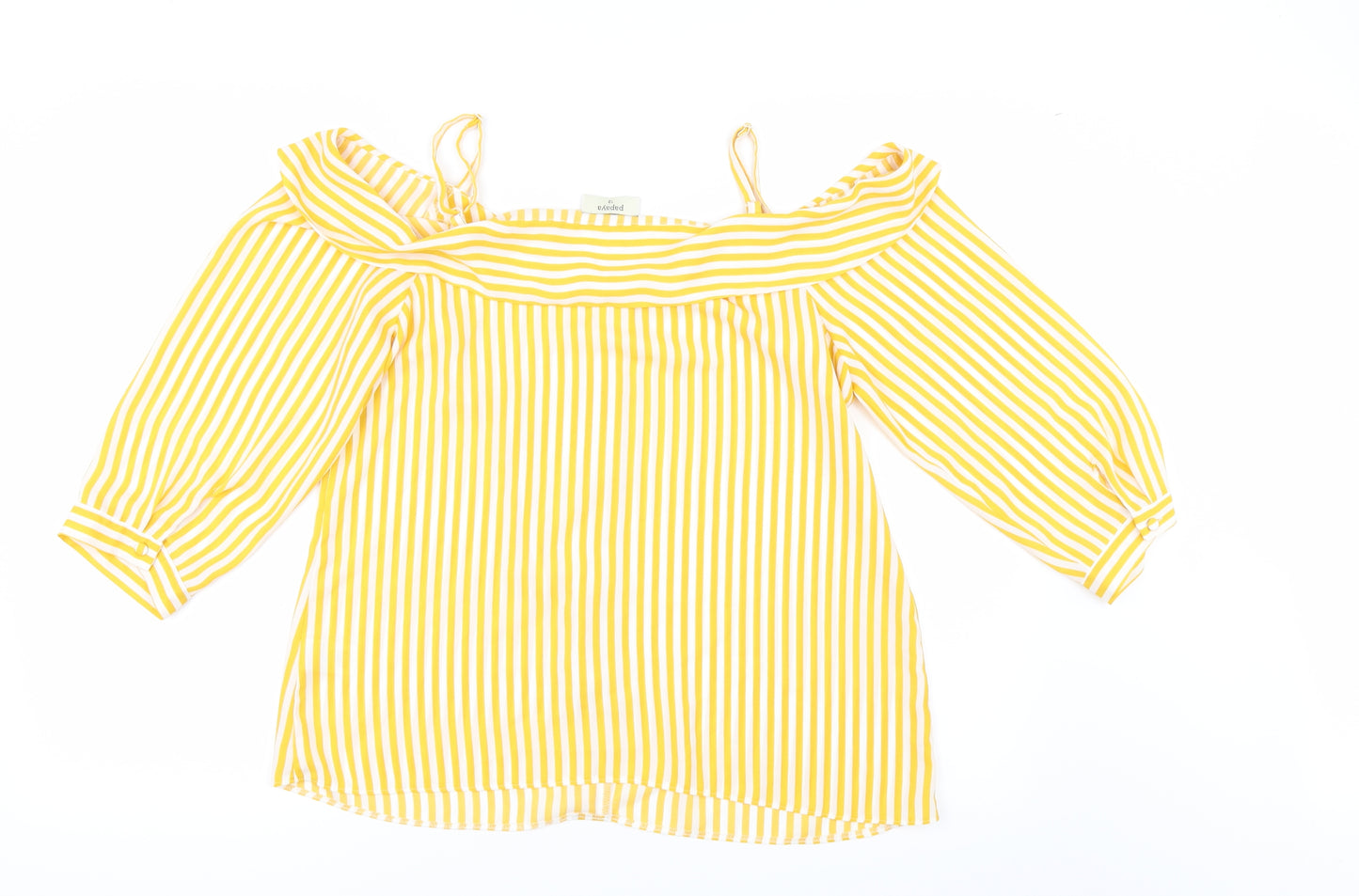 Papaya Womens Yellow Striped  Tunic Button-Up Size 12