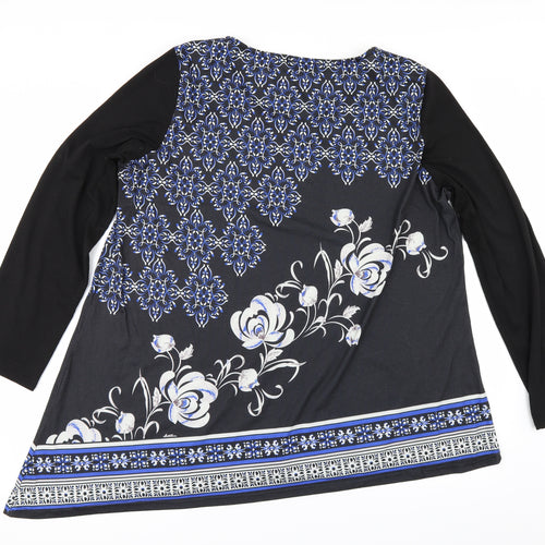 Preworn Womens Black Floral  Tunic Blouse Size 5XL