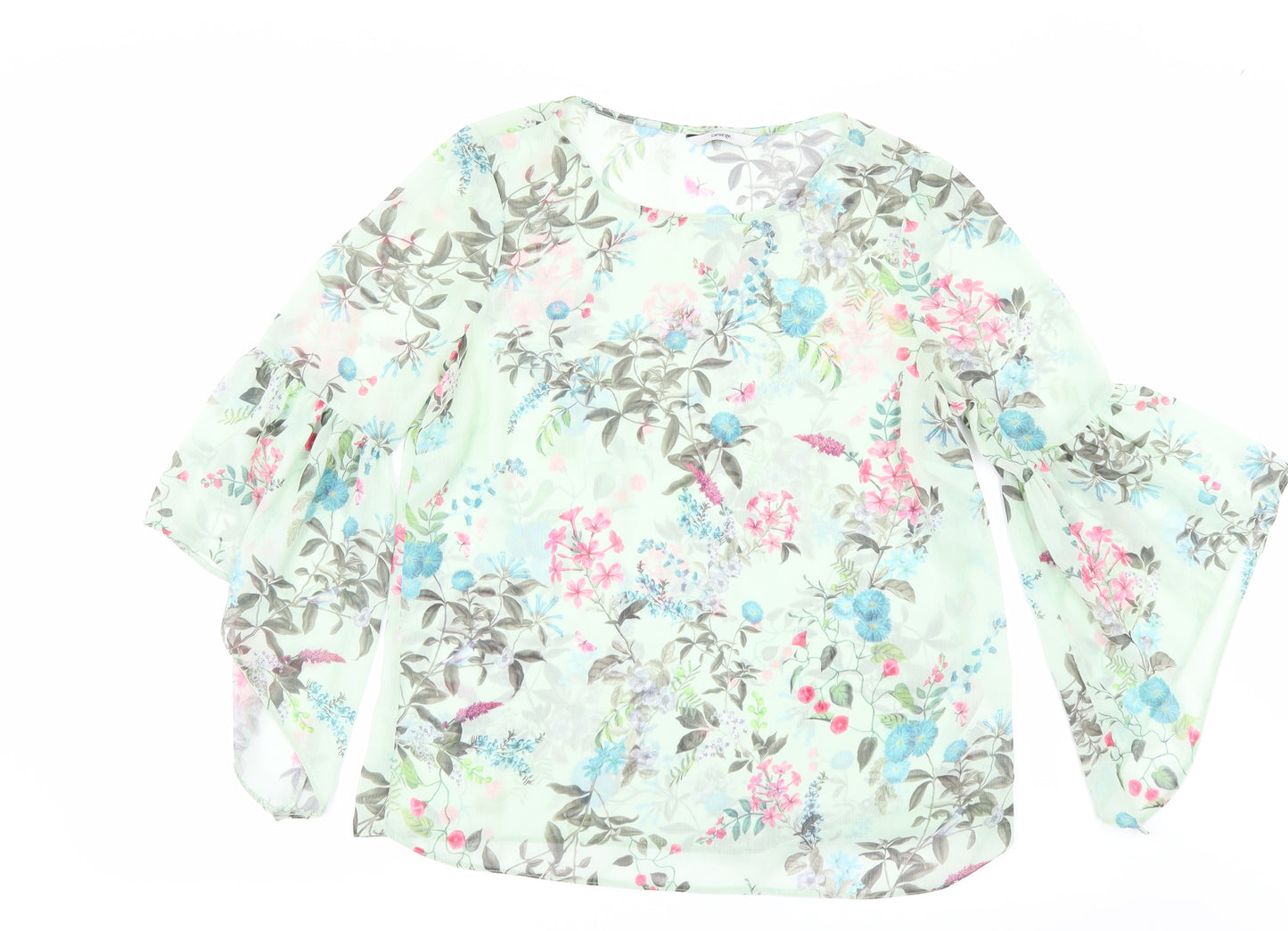 George Womens Green Floral  Tunic Blouse Size 8