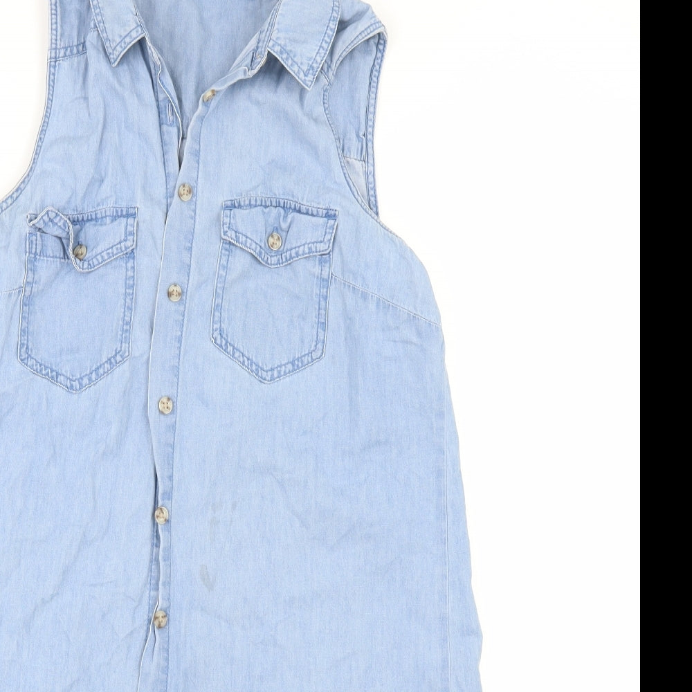 Dorothy Perkins Womens Blue  Denim Tunic Button-Up Size 10