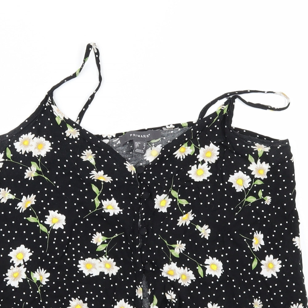 Primark Womens Black Floral  Camisole Blouse Size 10