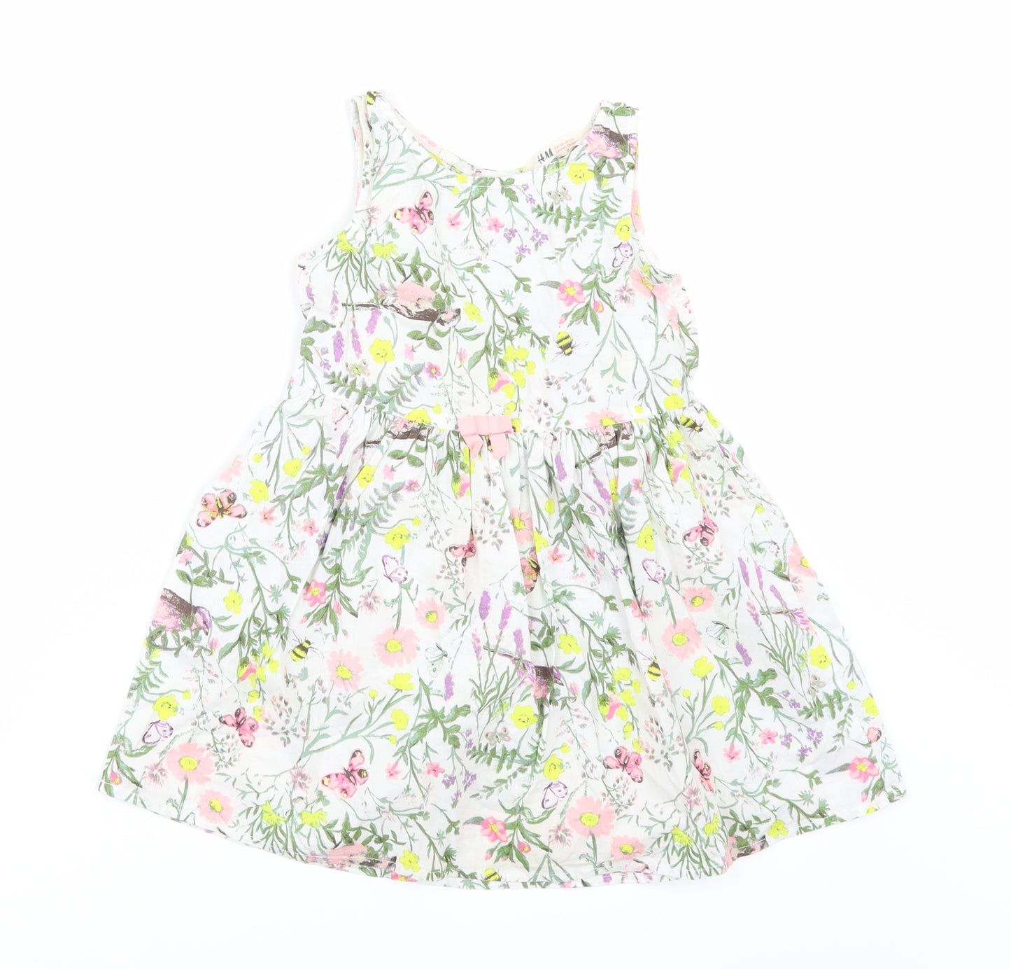 H&M Girls White Floral  A-Line  Size 4 Years