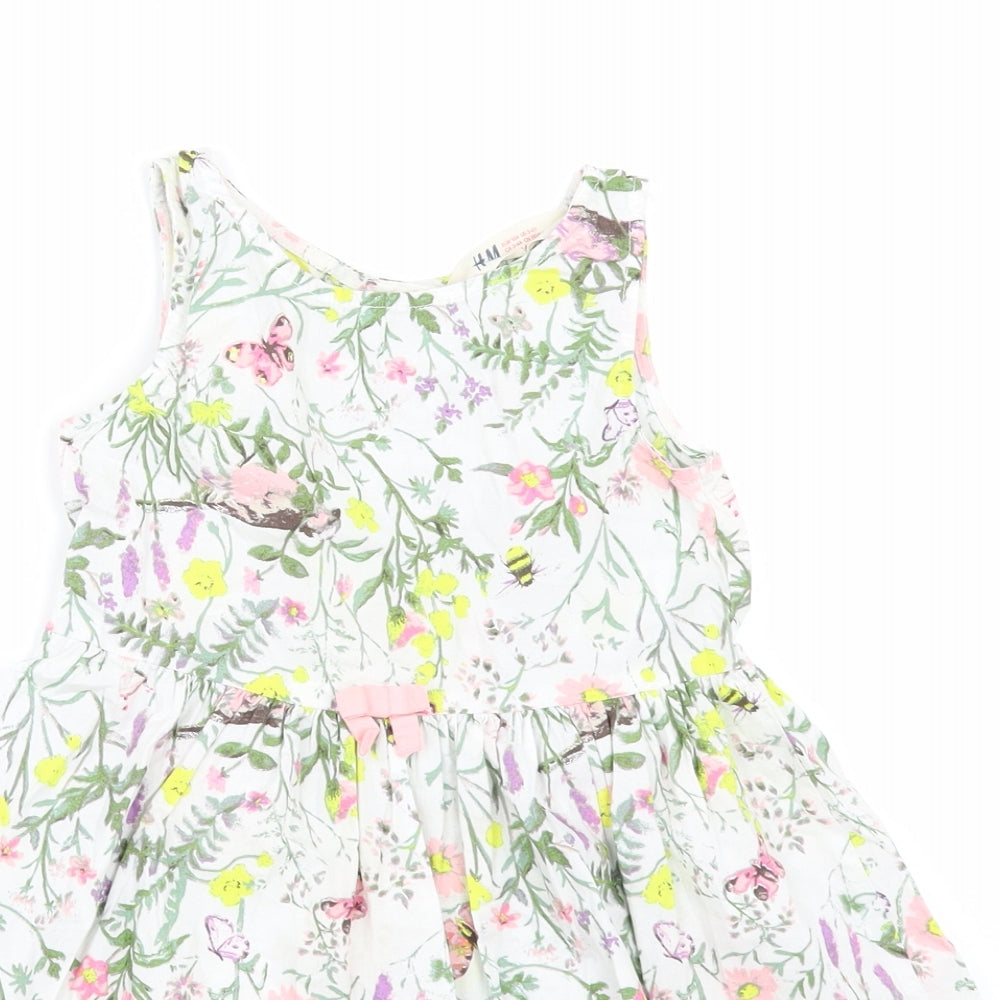 H&M Girls White Floral  A-Line  Size 4 Years