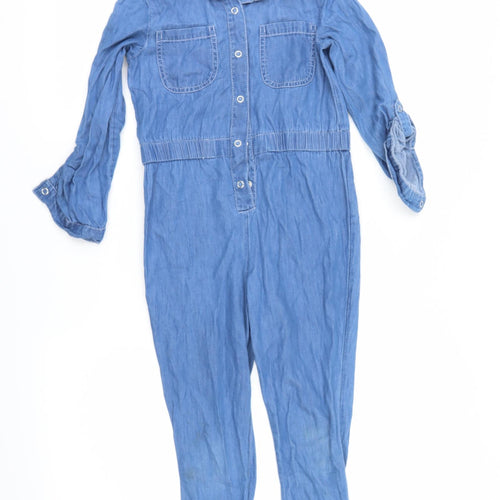 F&F Girls Blue  Denim Jumpsuit One-Piece Size 6-7 Years