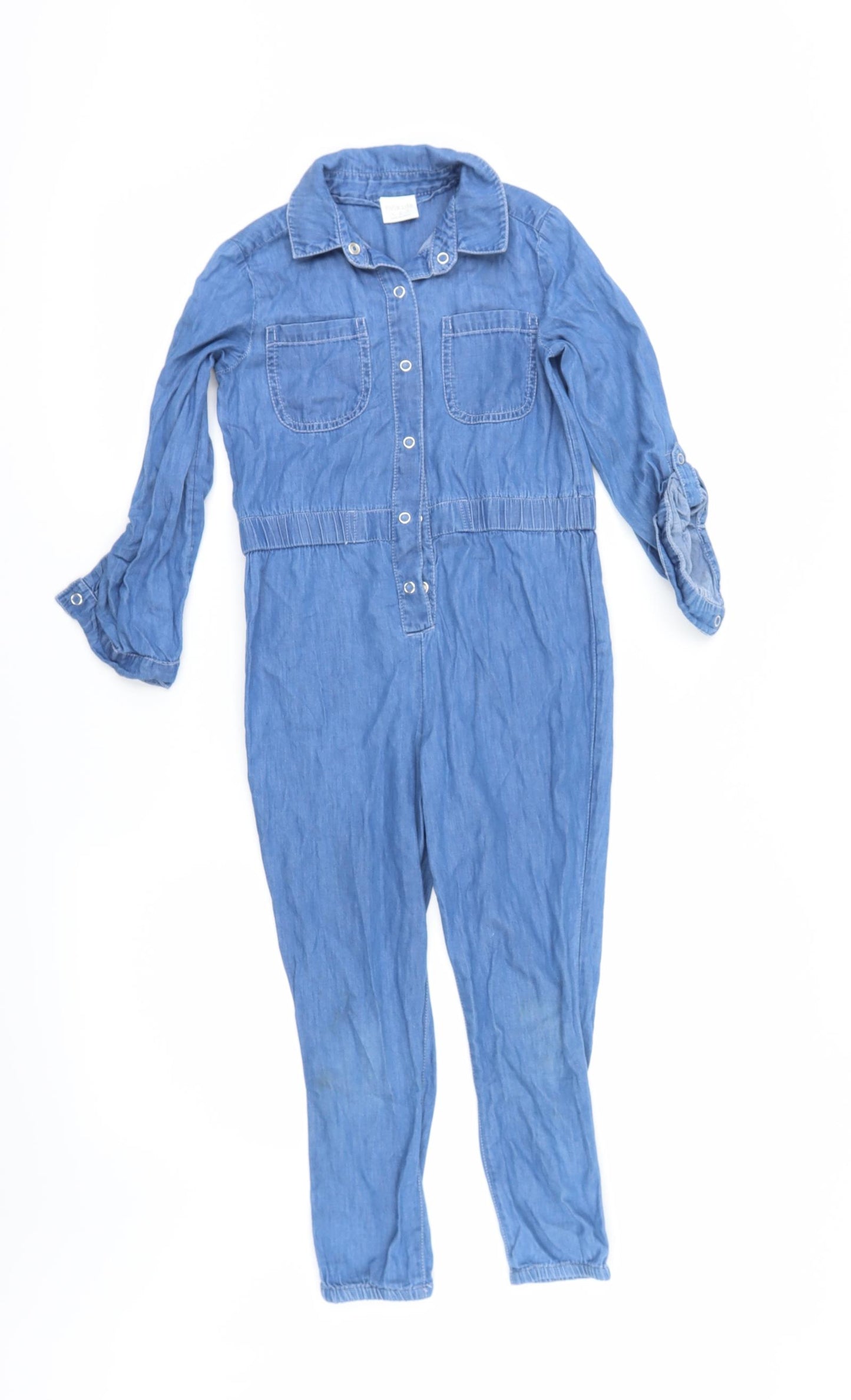 F&F Girls Blue  Denim Jumpsuit One-Piece Size 6-7 Years