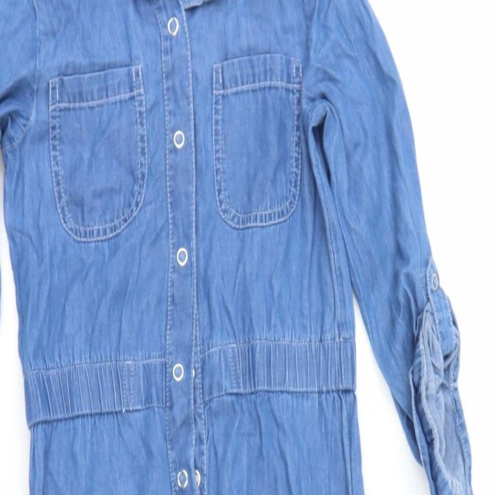 F&F Girls Blue  Denim Jumpsuit One-Piece Size 6-7 Years