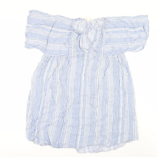H&M Womens Blue Striped  Tunic Blouse Size 10
