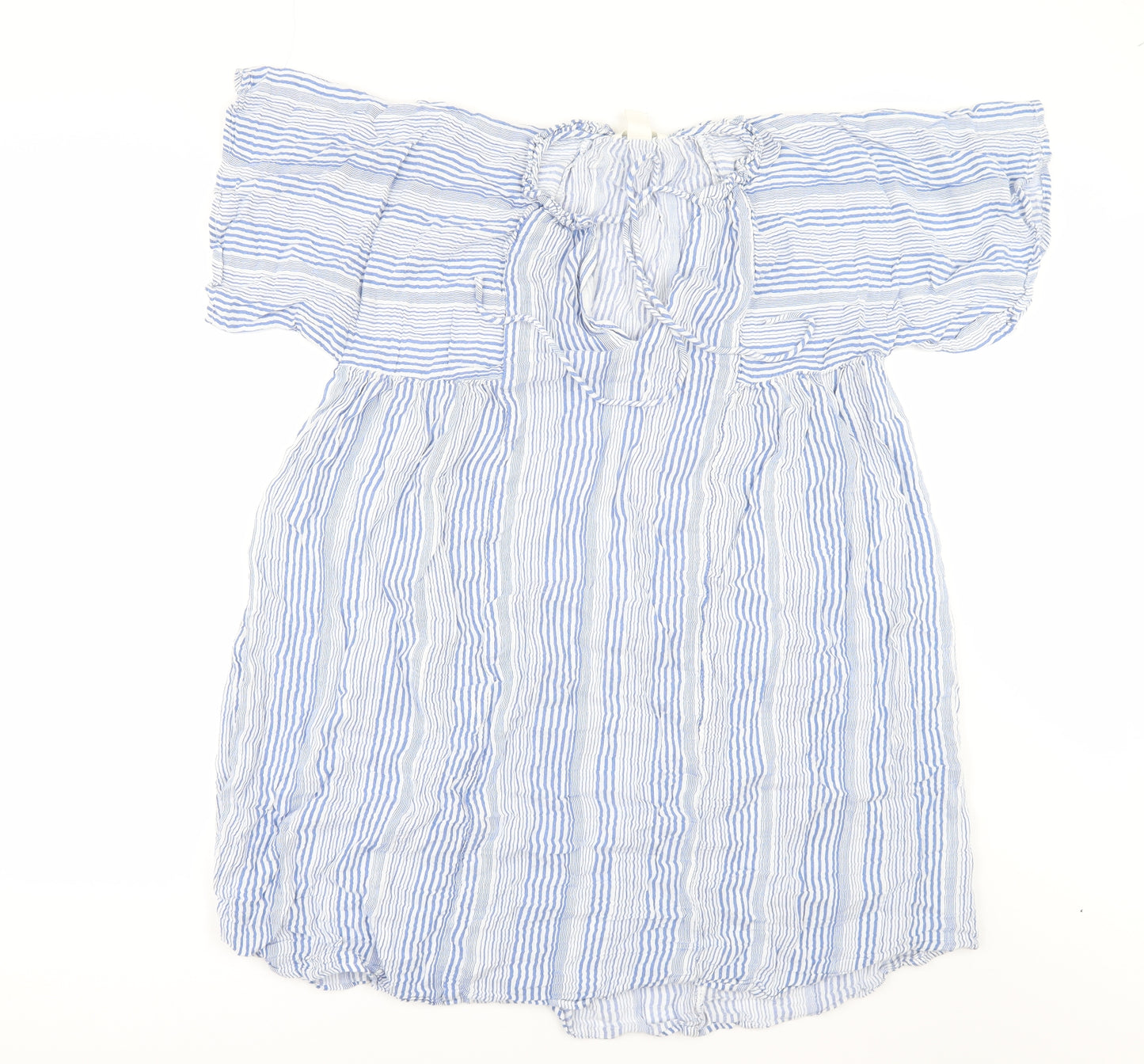 H&M Womens Blue Striped  Tunic Blouse Size 10