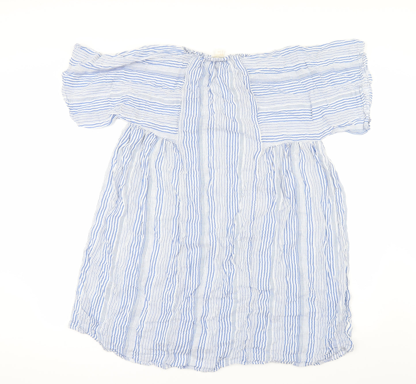 H&M Womens Blue Striped  Tunic Blouse Size 10