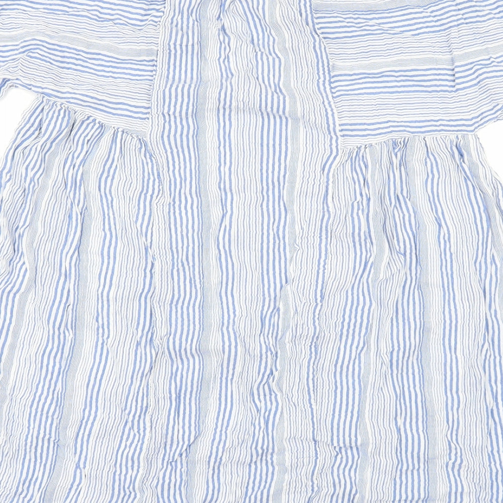 H&M Womens Blue Striped  Tunic Blouse Size 10