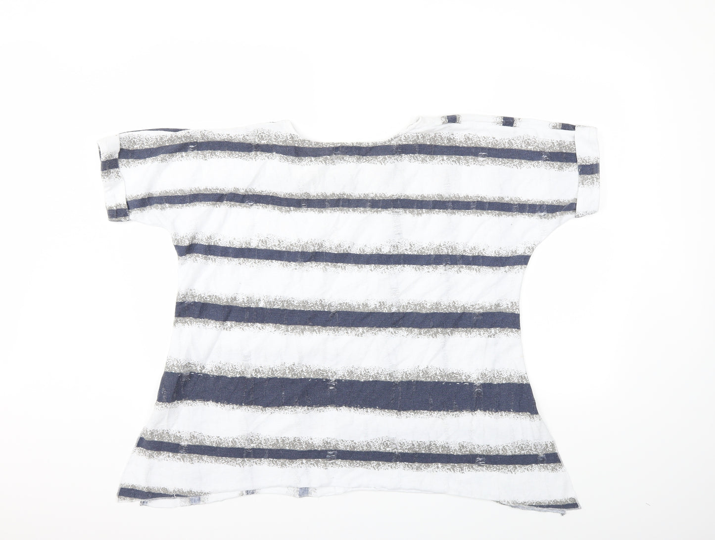 Saloos Womens White Striped  Basic T-Shirt Size 12