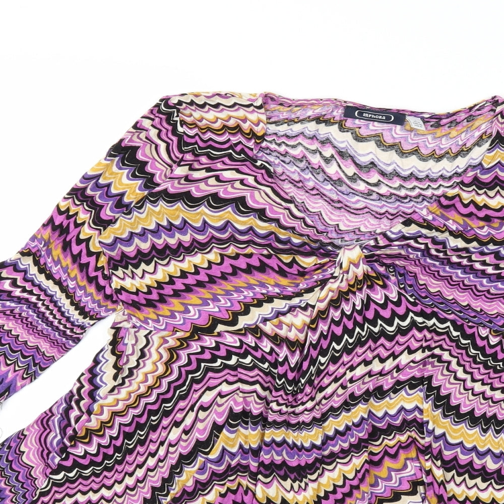 Amphora Womens Purple Striped  Basic Blouse Size L